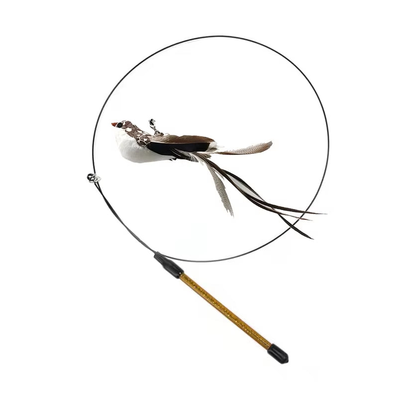 Simulation Bird Interactive Cat Stick Toy – Funny Furry Feather Bird with Bell & Suction Cup (Kitten Playing Pet Accessories)