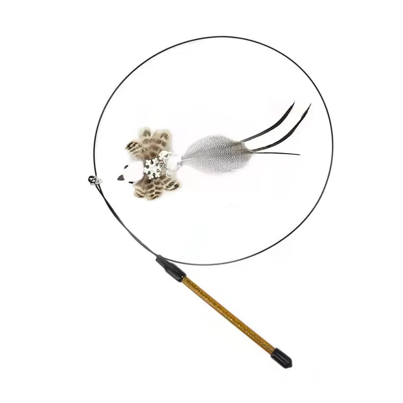 Simulation Bird Interactive Cat Stick Toy – Funny Furry Feather Bird with Bell & Suction Cup (Kitten Playing Pet Accessories)