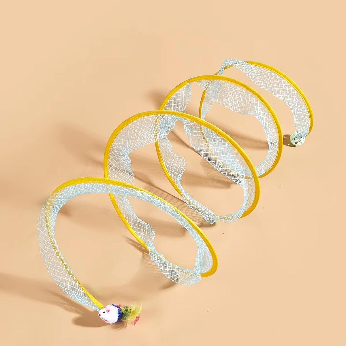 🐱 S-Shaped Foldable Cat Tunnel Toy 🐾 | Crinkle Play Tunnel with Hanging Balls & Mouse Toy 🐭🎾
